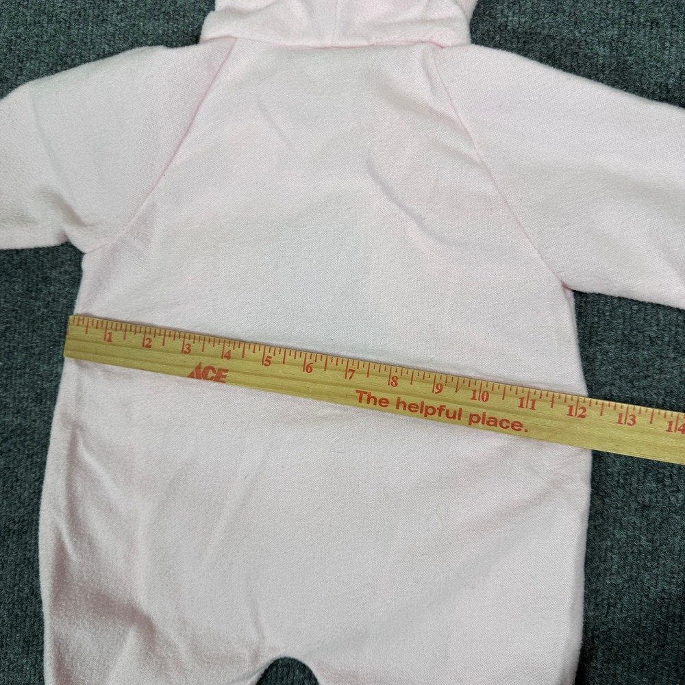Disney Winnie the Pooh Vintage Pink Fleece Pram Suit Hooded Footie 0-6 Months - Picture 9 of 9